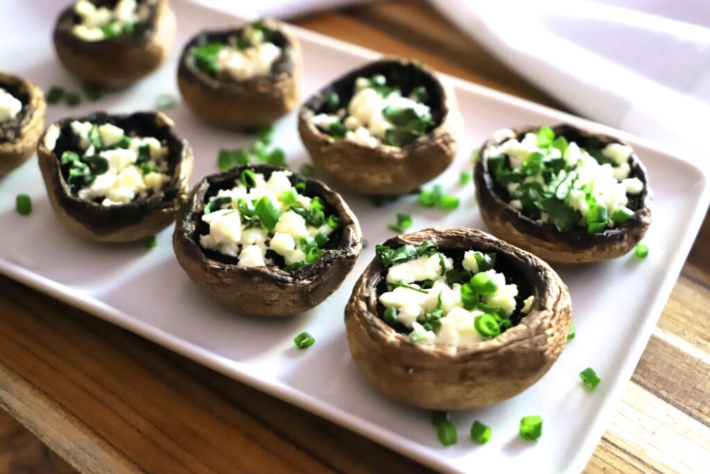 Air Fryer Mushrooms with Feta Cheese