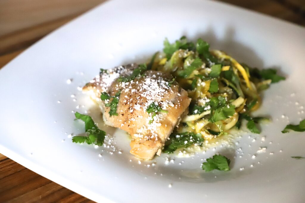 Tomatillo Chicken with Zucchini Noodles
