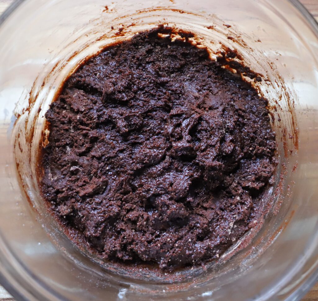 Add the flour mixture to the cocoa mixture and stir to combine. 