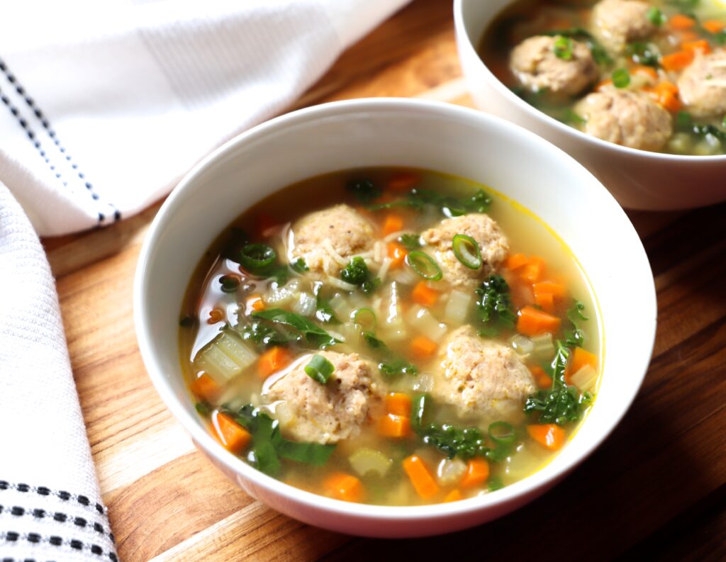 Chicken Meatball Soup with Kale