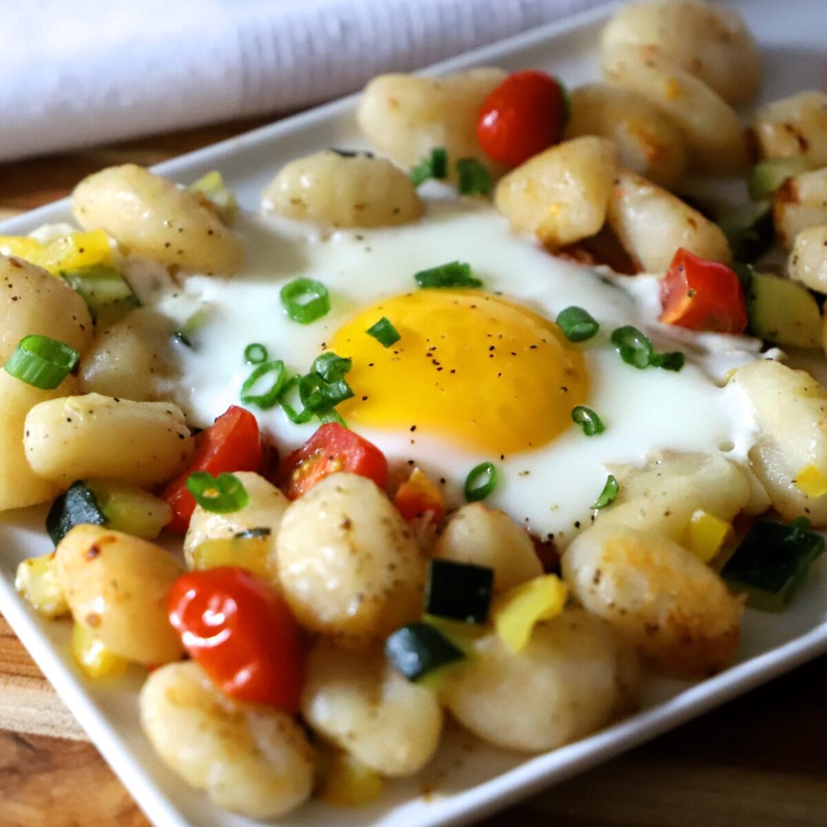 Breakfast Gnocchi on a plate