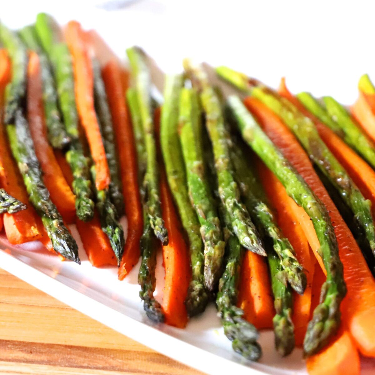 Roasted Asparagus and Carrots on a plate