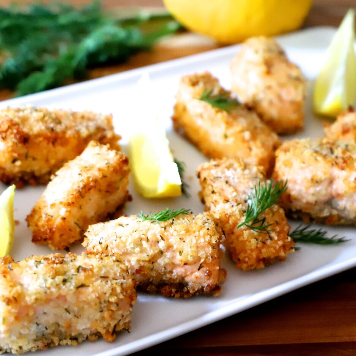 Salmon Nuggets on a plate