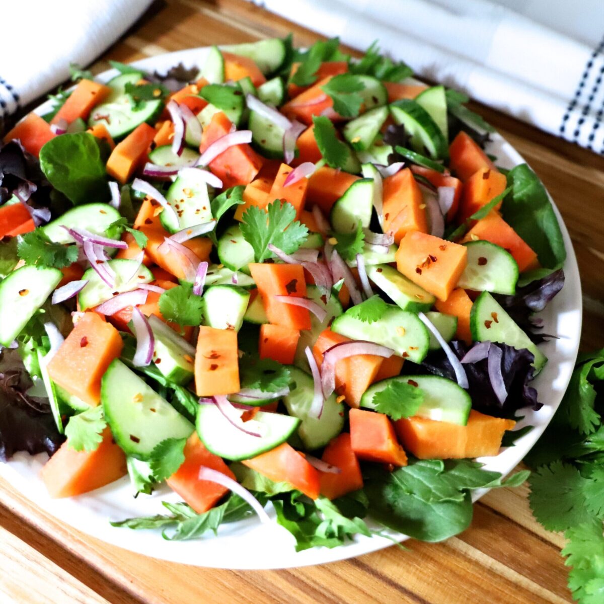 Mexican Papaya Salad on a plate