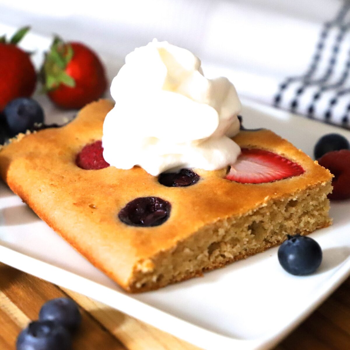 Mixed Berry Cake on a plate