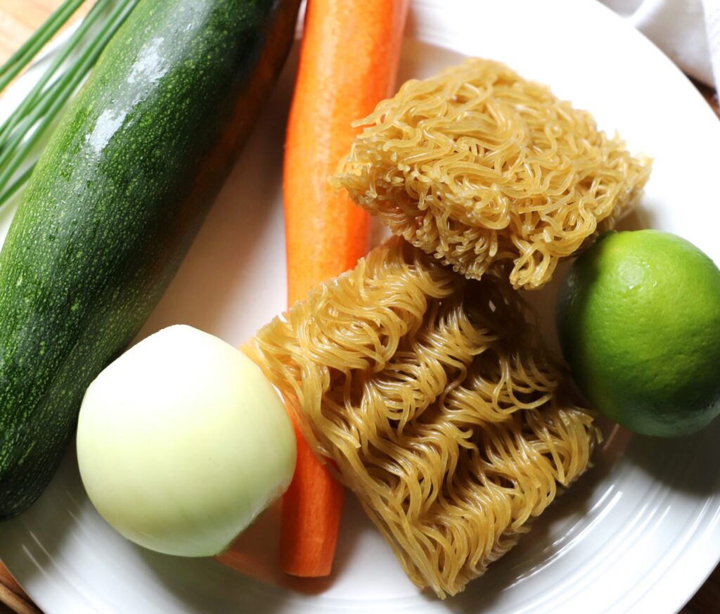 Vegetable Ramen Pad Thai Ingredients