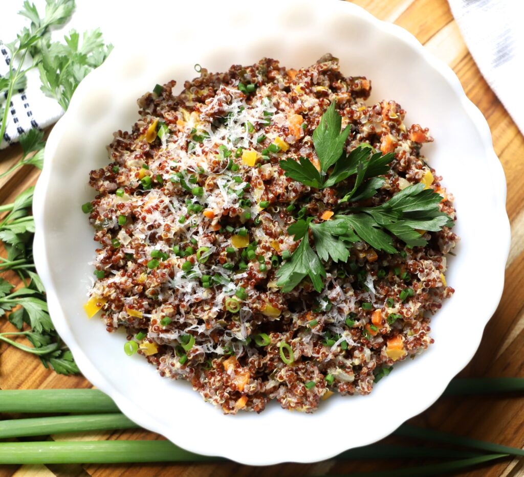 Vegetable Quinotto (Red Quinoa Risotto)