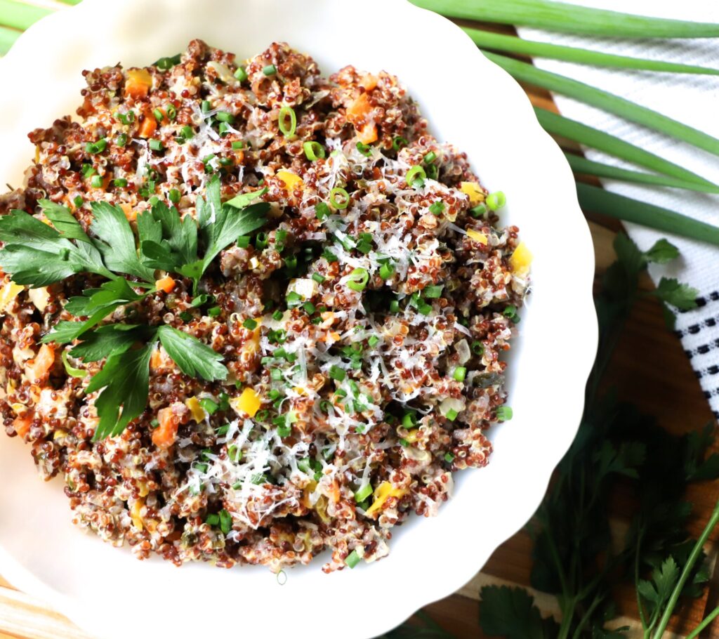 Vegetable Quinotto (Red Quinoa Risotto)